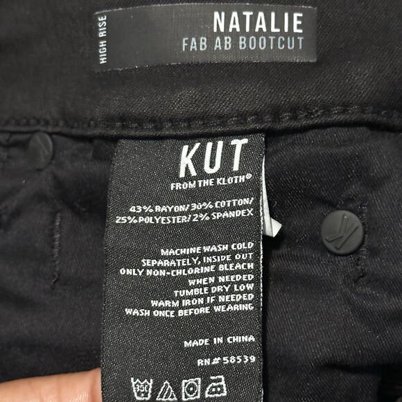 Kut From The Kloth 4P Jeans Natalie Fab Ab High Rise Cotton Blend Bootcut Black - Picture 6 of 9